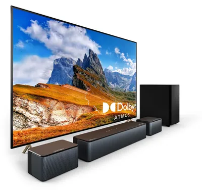 Imagen del producto de Barra de sonido 5.1 Dolby Atmos - 410 vatios de potencia - 44,5 cm de ancho - Negra - Para sonido envolvente