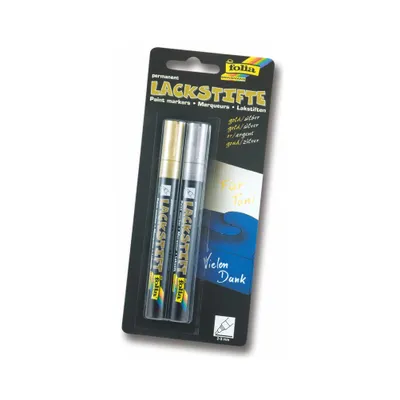 Produktbild von folia Lackmarker Strichstärke: 2-3 mm silber & gold 2 Stück