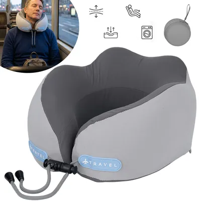 Produktbild von Memory Schaum Reise Nackenkissen, Ergonomische Unterstützung für Flugzeuge, Lange Flüge und Autofahrten/Premium-Komfort