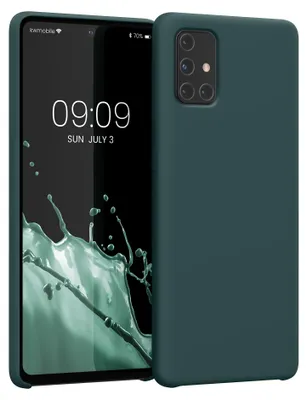 Produktbild von kwmobile Handyhülle für Samsung Galaxy A71 Hülle - Case Silikon - Kabelloses Laden - Schutzhülle Cover in Blaugrün