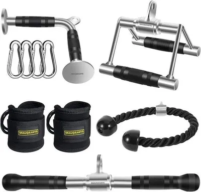 Produktbild von Ganzkörper-Trainingsgerät mit 5 Bauteilen - Vielfältige Körperbeugungen - Selbsttrainings-Kit - Matte Schwarz/Chrom