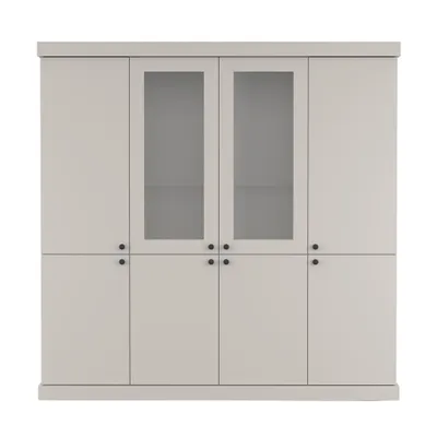 Produktbild von Vitrine FOREST 8D, Vitrine mit acht Drehtüren Wohnzimmer Vitrinenschrank 183 cm Kaschmir/Kaschmir