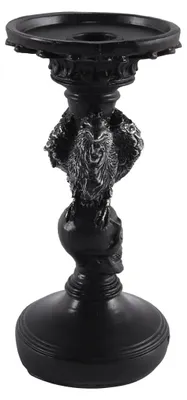 Raben-Kerzenhalter aus Harz, schwarz, Halloween-Dekoration, 18 cm