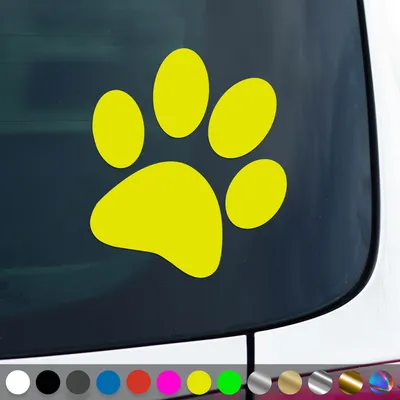 Produktbild von PantherPixel Hundepfoten Aufkleber Katzen Tiere Welpen Tatzen Sticker Auto Geschenkidee Farbe Neon-Gelb