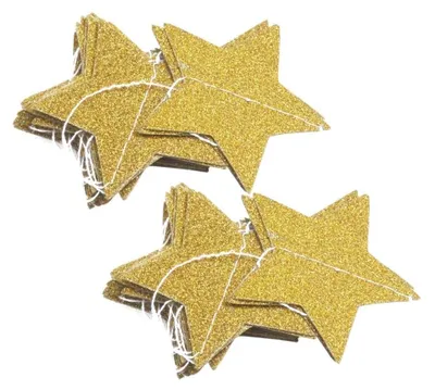 2er-Pack goldene Sternengirlande, Glitzer, 10 cm, Partydekoration