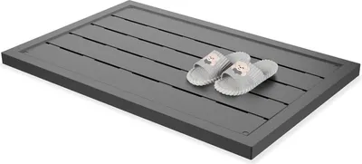 Produktbild von JOIEYOU WPC Bodenelement für Solardusche 100x56x4cm Anti-Rutsch Gartendusche Bodenplatten Inkl. Montagematerial UV-Beständig Kunststoffboden für Outdoor Gartendusche Saunen Poolleiter (Anthrazit)