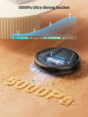 Obrázok produktu pre Robotický vysávač s funkciou mopovania - Laserová navigácia - Sací výkon 5000 Pa - 180 minút - Čierna farba