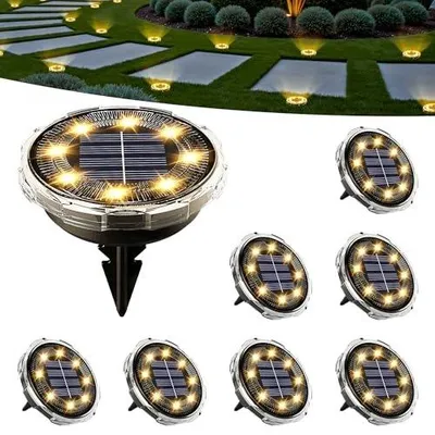 Zdjęcie produktu dla Lampy solarne do ogrodu LED IP65 ciepła biel zimna 8 sztuk
