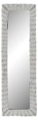 Wandspiegel rechteckig geflochten 43x133 cm weiß
