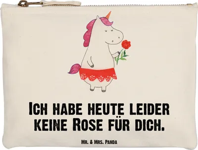 Produktbild von Mr. & Mrs. Panda Mäppchen Einhorn Dame Grösse XL Große - Weiß - Geschenk, Pouch, Freundin, Einhörner, Kulturtasche, Unicorn, Etui, Kosmetiktasche, Bachelor, Schminktasche