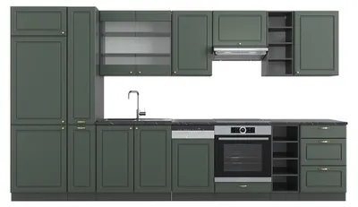 Obrázok produktu pre Kuchynský kút Vicco Fame-Line Zeleno-zlatý vidiecky dom/antracit 355 cm bez pracovnej dosky, Model 38051