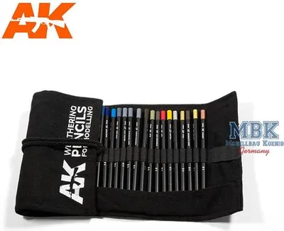 Zdjęcie produktu dla AK Interactive S.L. AK-10048 Ołówki do postarzania: Pełna gama w etui z tkaniny