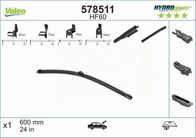 Zdjęcie produktu dla Pióro Wycieraczki 600Mm Hf60 Hydroconnect Przód