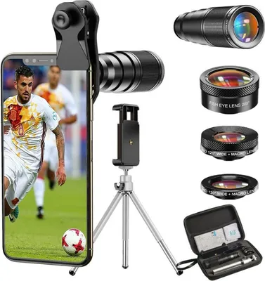 Image de APEXEL HD Handy Objective-22X Teleobjective+25X Macroobjective 4 IN 1 Kit iPhone Samsung