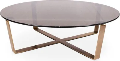 Produktbild von Casa Padrino Luxus Couchtisch Bronze / Rosegold Ø 105 x H. 38 cm - Runder Wohnzimmertisch mit Glasplatte und Edelstahl Gestell - Luxus Möbel