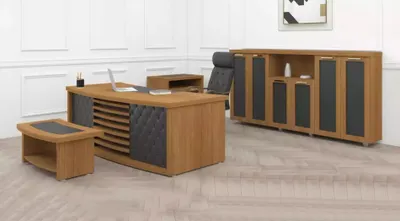 Immagine prodotto di Set da ufficio di design mobili in legno scrivania armadio mobili 4 pezzi