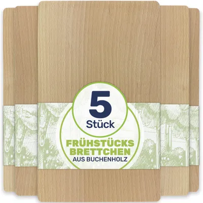 Produktbild von Frühstücksbrettchen Holzbrett Buche 22x12x1 cm, Menge:5