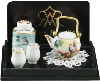 Produktbild von Japanische Teezeit Miniatur 1:12 aus Porzellan handbemalt