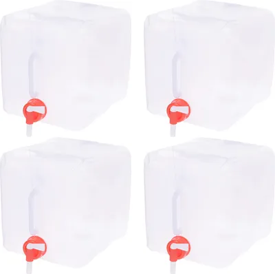 Produktbild von 4er Set Wasserkanister 5 Liter Faltbar Lebensmittelecht Für Trinkwasser Geeignet Trinkwasserkanister Wassertank Mit Hahn Kunststoffkanister Camping Wasser Kanister