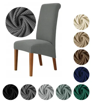 Produktbild von MEBLE ODNOWA, Stuhlbezug für schräge Stühle, Größe XXL, Jacquardbezug, Dunkelgrau, Schonbezug, elastisch, Jacquard, strukturiert, maschinenwaschbar