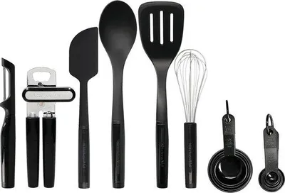 Image de Set d'ustensiles de cuisine, résistant à la chaleur, lavable au lave-vaisselle, noir, 15 pièces