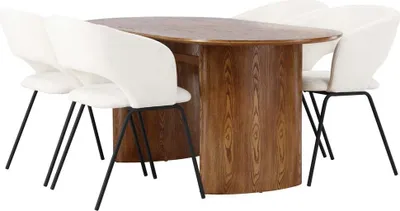 Produktbild von Isolde Essgruppe Tisch natur und 4 Day Stühle offwhite.