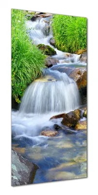 Produktbild von Wallario selbstklebende Duschrückwand 90 x 200 cm mit Motiv Kleiner Bach über Steine - Wandverkleidung mit Hochglanzlaminat in Glasoptik