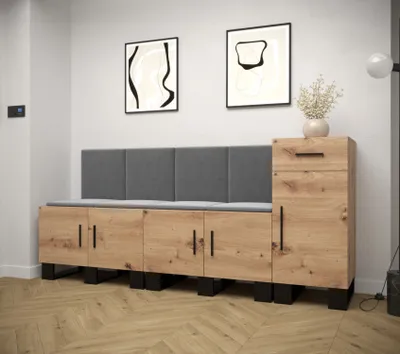 Obrázok produktu pre Predsieňová zostava RUMIE 17 - dub artisan, šedé panely
