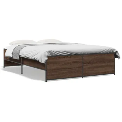 Produktbild von vidaXL Bettgestell Braun Eichen-Optik 120x200 cm Holzwerkstoff Metall