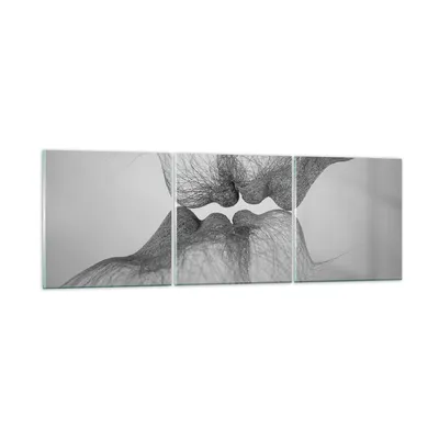 Produktbild von Bilder auf glas - 3 Teile - Kuss Liebe Paar - 120x40cm - Glasbilder - Wandbilder - Bilder - zum Aufhängen bereit - Wanddekoration aus Glas - Glas Bilder - Wandbild auf Glas - GCA120x40-4967