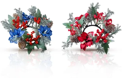Adventskranz-Set, 2 Stück, 20/25 cm, rot/blau, Kunststoff