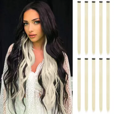 Produktbild von Haarverlängerung Clip-in Synthetik Beige 10 Stück 55cm