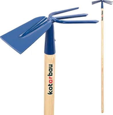 Produktbild von KOTARBAU® Hacke Doppelhacke mit 3 Zinken Gartenhacke Holzstiel Pflanzhake 120cm