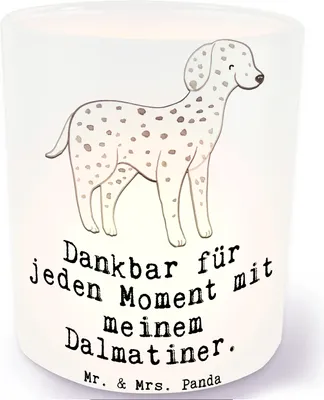Produktbild von Mr. & Mrs. Panda Teelichthalter Dalmatiner Moment - Transparent - Geschenk, Windlicht Glas, aus, Dalmatinac, kerzenhalter