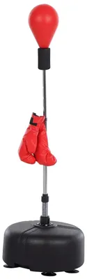 Image de Sac de frappe - Sac de frappe sur socle - Hauteur réglable de 136 à 154 cm - Avec support pour gants de boxe - Pour l'entraînement de boxe et de kickboxing - Disponible en plusieurs couleurs