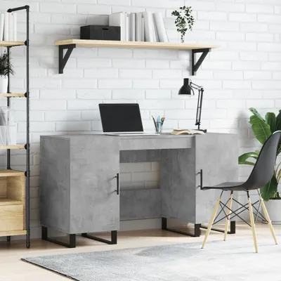 Immagine prodotto di The Living Store Scrivania in cemento grigio 140x50x75 cm Materiale a base di legno