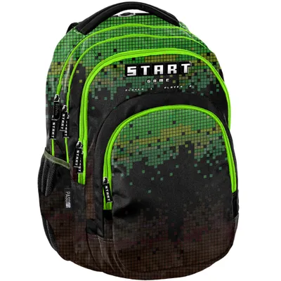 Produktbild von PASO mehrfarbig licht Rucksack Schulrucksack Schultasche Start Game Pixel