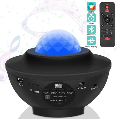 Produktbild von Sternenprojektor mit Bluetooth-Lautsprecher, LED-Sternenanzeige, Schwarz