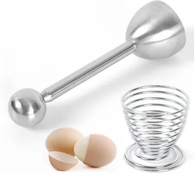 Produktbild von Famanu Eieröffner Set aus 2 rostfreien Edelstahl-Eiöffnern mit Schneider