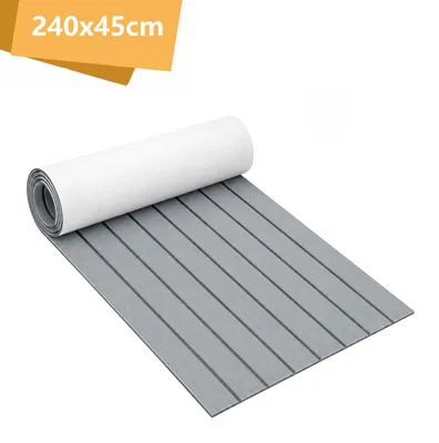 Produktbild von Peviasot Bodenbelag Matte Rutschfest Deck Teppich Teak EVA Schaum Yacht Bodenmatte Selbstklebend Fußboden Deck Matte Hellgrau 240x45cm