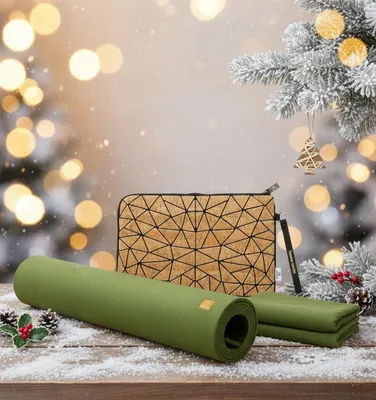 Produktbild von GOLDEN® Yogamatte Reise 1,5mm Naturkautschuk rutschfest schadstofffrei Faltbare dünne Leicht mit Tragetasche Tragegurt Kork