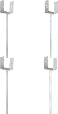 Produktbild von Alberts 4 x U-Pfostenträger, Riffelstahl-Betonanker, 91x91 mm, Betonanker 400 mm, feuerverzinkt, zum Einbetonieren