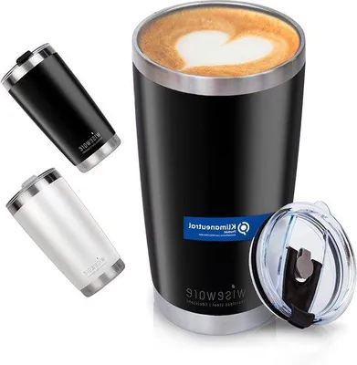 Produktbild von Famanu Thermobecher 600 ml - Doppelwandiger Isolierbecher - Kaffee-to-go Becher - Schwarz