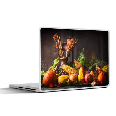 Produktbild von MuchoWow® Laptop Aufkleber Sticker Cover Gemüse - Obst - Rustikal - Tisch 36.5x27.5 cm - Laptop-Sticker