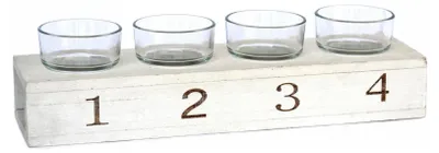 Produktbild von Holzkerzenhalter für 4 Kerzen, 31,5 x 8,5 x 5/8 cm (Höhe)