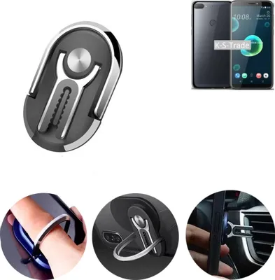Produktbild von K-S-Trade 3in1 Smartphone-Ring Handy-Ring kompatibel mit HTC Desire 12+ Fingerhalterung  Handyring Tischständer Lüftungsgitter-Halterung Tisch