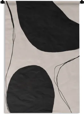 Produktbild von MuchoWow® Wandteppich Wandbehang Pastell - Schwarz - Minimalismus 120x180 cm Tapisserie Dekoration Wandtuch - Schlafzimmer - Dekorationen für das Haus
