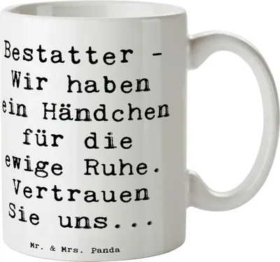 Produktbild von Mr. & Mrs. Panda Kaffeebecher Spruch Bestatter Fürsorge - Weiß - Geschenk, Teetasse, Mitgefühl, Berufspassion, Beruf, Bestattungswesen, Bedruckte Tasse, Verabschiedung