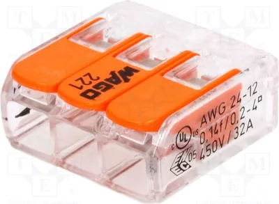 Imagen del producto de 2x Conexión rápida para cables de 0,2 a 4 mm², 450 V. Conectores rápidos 221-413. Modelo 221