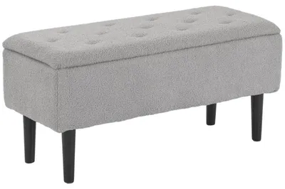 Obrázok produktu pre Polstrovaná úložná lavica – sedačka | Farba: sivá | Rozmery: 95 x 38 x 45 cm